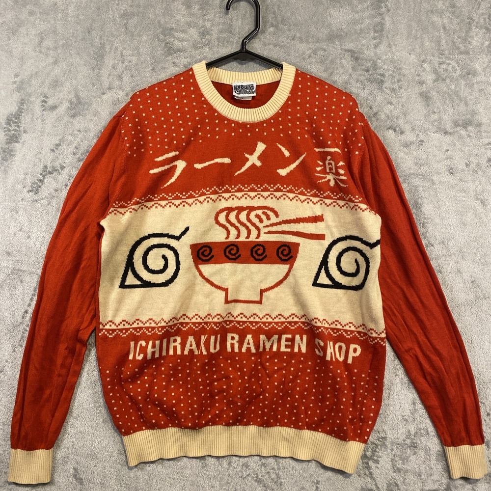 Naruto‎ Sweater Sz L Red Shippuden Ramen Soup Anime Holiday Christmas Sweater